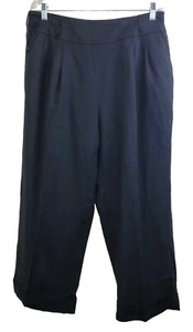 Jones New York Women’s Black Cropped Wide Leg Pants 100% Linen Cuffed, Size 12 - Picture 1 of 14