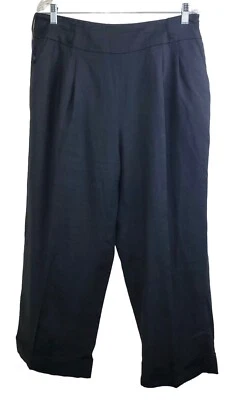Jones New York Women’s Black Cropped Wide Leg Pants 100% Linen Cuffed, Size 12 - Image 1 of 4