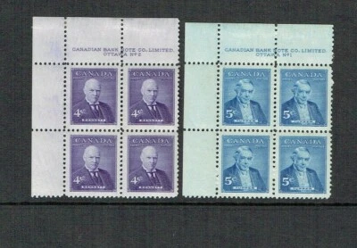 1955 CANADA  PRIME MINISTERS BENNETT AND TUPPER IMPRINT BLOCKS OF 4.            - Image 1 of 4