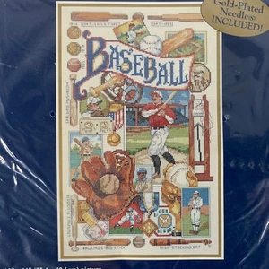 Baseball Bucilla Cross Stitch Kit Ball Bat Mitt Pitcher Batter 42448 Gillum - Picture 1 of 10