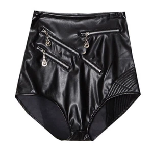 Sexy Damen-Slips Shorts Höschen Leder PU hohe Taille Reißverschluss Jazz Tanzkleidung schmal - Bild 1 von 14