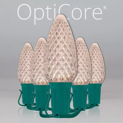 50 C9 OptiCore Shatterproof LED Christmas Lights Faceted Finish, Green Wire 50ft - Image 1 of 4