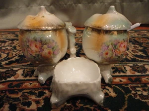 Porzellan Gewürzset Streuer offen Salz Marmelade Zucker Blumen Glanz Vintage - Bild 1 von 11