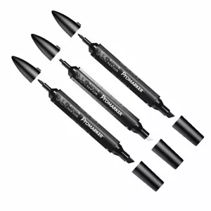 Winsor & Newton ProMarker Twin-Tip Marqueurs Personnalisé Paquet Noir & Mixer 3 - Bild 1 von 1