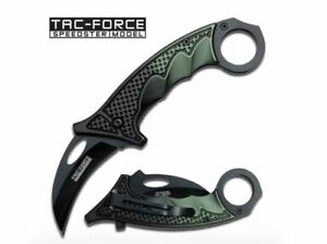 Tac Force TF-596GN Karambit Tactical Spring Assisted Knife - Two Tone Black & Gr