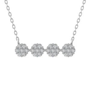 Sterling Silver Natural Diamond Composite Pendant Necklace 18" Silver Chain - Picture 1 of 6