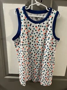 Spotted Zebra Kids Tank Top White Multi-colored Triangles Size L(10) New - Picture 1 of 5