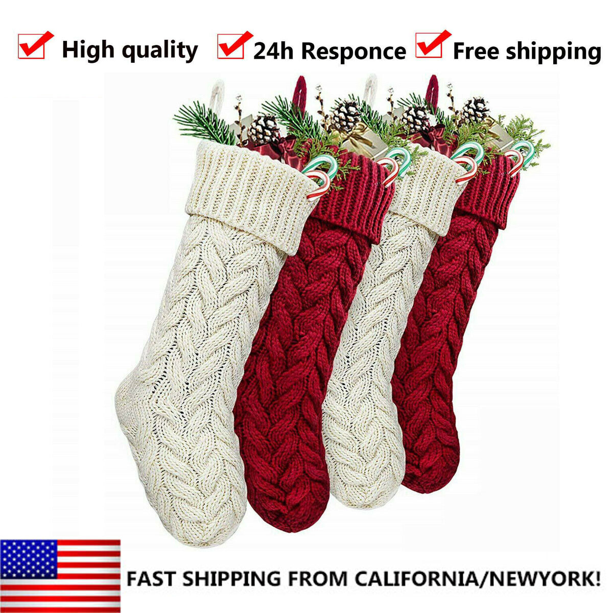 Knitted Sweater Holiday Stockings 2 Set 