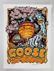 Goose The Band Poster Forest Hills NY 24 Official #’d X/85 S/N Linocut Lavender - Picture 1 of 10