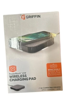 Cargador inalámbrico Griffin PowerBlock Qi almohadilla de carga 15 W UK/EU/AU/US negro Foto 1 de 3