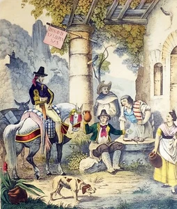 1857 Spain Valdepeñas - Original hand colored ngraving w/passepartout (04418) - Picture 1 of 2
