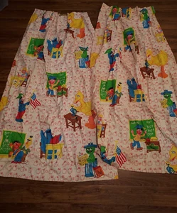 Vintage Sesame Street Curtain 2 Panels Playground Marlborough 61" X 37" - Picture 1 of 9