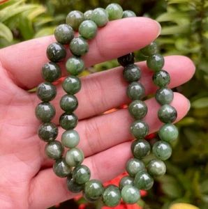 Genuine Nephrite Jade 8mm Round Beads Crystal Healing Balance Bracelet Gifts - Picture 1 of 3