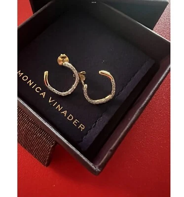 Pendiente envolvente Monica Vinader Riva chapado en oro diamante nuevo PVP £225❤️ Foto 1 de 4