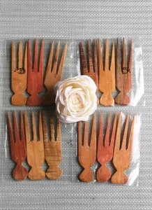 3X Nigerian Local 3-Tail Afro Detangling Parting Cutting Comb ILARUN - WOOD - Bild 1 von 7