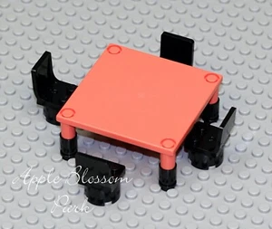 JUEGO RARO Lego MESA DE SALMÓN Y SILLAS NEGRAS - Minifigura Amigos Talla Asientos de Cocina - Imagen 1 de 5