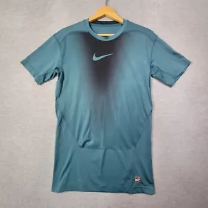 Nike T Shirt Mens XL Blue Ombre Dri Fit Pro Combat Compression Swoosh Logo - Picture 1 of 12