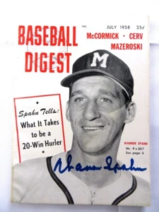 Warren Spahn Signed Autographed Magazine Baseball Digest 1958 Braves JSA AG71921 - Picture 1 of 4