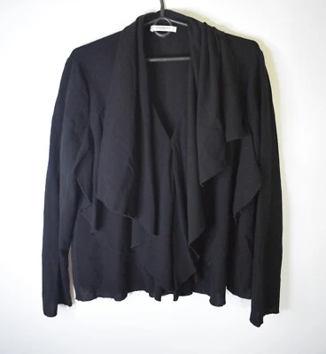 GIVENCHY Black Wool Chiffon Asymmetric Distressed Cardigan Sweater Size 44 US 12 - Image 1 of 4