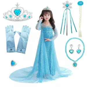 Eiskönigin Prinzessin Hochwertiges Elsa Kleid mit Pailletten Frozen Kostüm - Bild 1 von 21