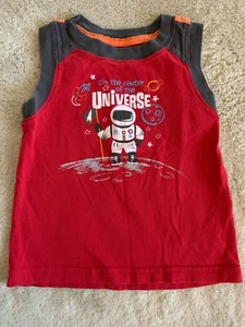 Toughskins Boys Red Gray Astronaut Center Of The Universe Tank Top 18 Months - Picture 1 of 6