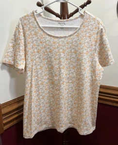 Top vintage blanco ciervo mujer 20 XXL blanco manga corta naranja floral elástico - Imagen 1 de 4