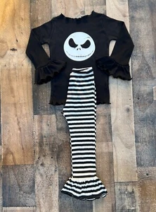 Jack The Skeleton Pumpkin King Nightmare Before Christmas Girls Leggings & Top - Picture 1 of 1