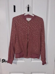 tk maxx pink bomber jacket with silver glitters size small worn once - Picture 1 of 4