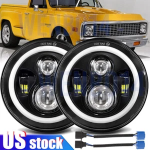 2PC 7" Round Led Headlights High Low DRL Beam For Ford F600 F700 F7000 1970-1979 - Picture 1 of 9