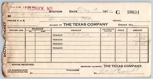 The Texas Company / Texaco Frederick, MD Station 1920 ricevuta biglietto consegna - Foto 1 di 2