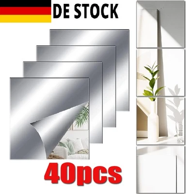 40x Spiegelfolie Selbstklebend Wand Möbel Wandspiegel Folie Spiegel 15x15cm - Bild 1 von 4