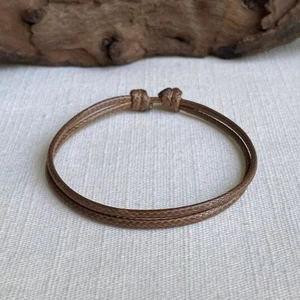 Brown Waxed Cord String Adjustable Friendship Bracelet Kabbalah Party Gift - Picture 1 of 1