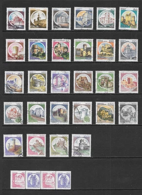 ITALY  SCOTT 1408 - 1431 USED SET - 1980 CASTLES ISSUES + STRIP - Image 1 of 2
