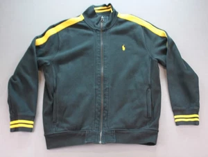 Polo Ralph Lauren Full Zip Sweatshirt Mens Black yellow Striped Pockets SZ XL - Picture 1 of 11