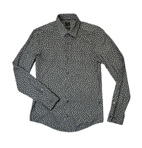 Hugo Boss Herren S Small Grau Blumenmuster Slim Fit Stretch Knopfleiste Hemd EUC - Bild 1 von 5