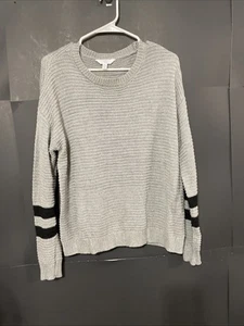 Time And Tru - Gray Sweater With Black Stripe Accents - Women Small - Picture 1 of 9