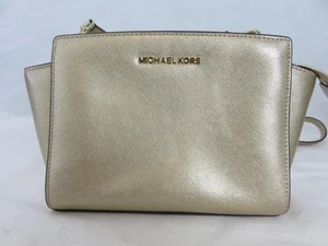 Michael Michael Kors Selma Gold Medium Messenger Bag Leder Neu mit Etikett $ 228 - Bild 1 von 8