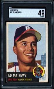 1953 Topps #37 Ed Mathews SGC 4 DEAD CENTERED EYE APPEAL - Foto 1 di 2
