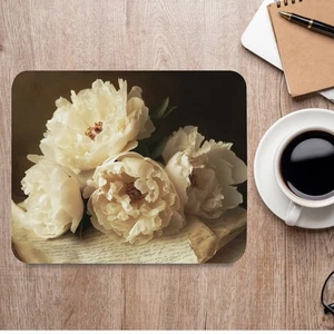 Vintage Peony Mousepad Romantic Floral Antique Letter Cottagecore Desk Decor - Picture 1 of 6