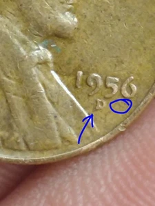 Rare 1956 D Wheat Penny Ghost D Error. - Picture 1 of 4