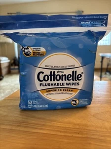 Cottonelle Flushable Wet Wipes Refill 168 Pack 100% Biodegradable. Resealable. - Picture 1 of 3