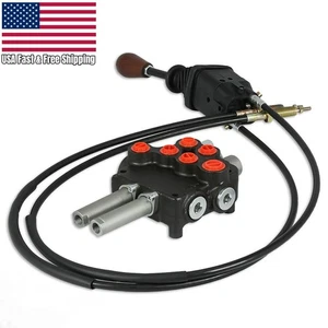 Hydraulic Control Valve w/2 Spool Valve 80lpm/ 21gpm & 2 Cables Remote Joystick - Picture 1 of 12