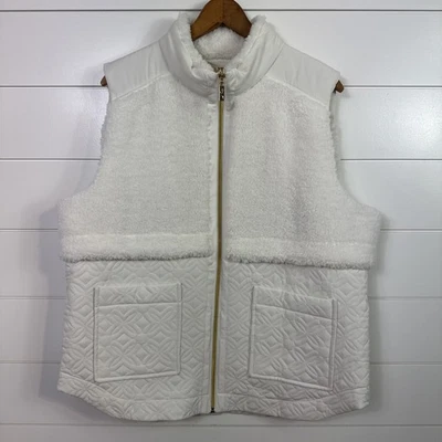 Women's Lilly Pulitzer Luxletic White Sherpa Full Zip Up Davenport Vest sz XL - Image 1 of 4