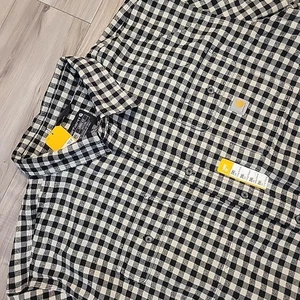 Camisa de franela de peso pesado calce suelto Carhartt para hombre 3XL-Alto negra blanca a cuadros NUEVA - Imagen 1 de 9