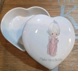 Precious Moments Heart Shaped Trinket Dish with Lid Make Me a Blessing - Picture 1 of 9
