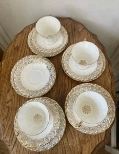 Vintage Imperial Warranted 22KT Gold, Beautiful Teacup Trios - Picture 1 of 18