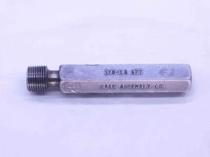 3/8 18 NPT L1 PIPE THREAD PLUG GAGE .375 .3750 N.P.T. NATIONAL TAPER INSPECTION - Picture 1 of 3