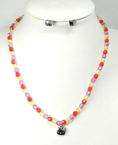 Parure collier et boucles d'oreilles Hello Kitty rouge, jaune et violet - Imagen 1 de 1