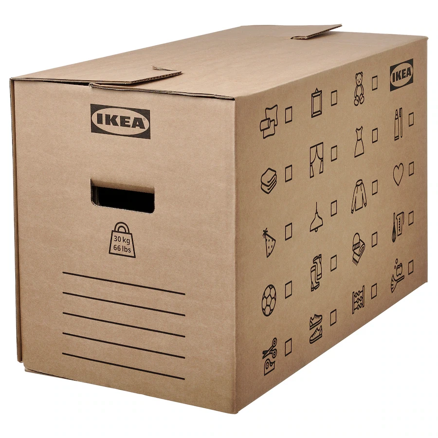 Ikea DUNDERGUBBE Moving Sturdy Box Stackable Brown 64x34x40 cm/80 l Storage Box - Image 1 of 4