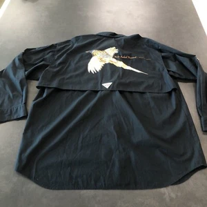 Camicia da caccia vintage Columbia PHG con bottoni nera manica corta fagiano 2XL - Foto 1 di 19